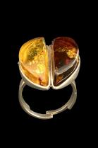 Amber and Sterling Silver Adjustable Ring #6