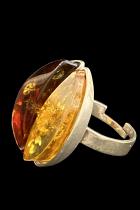 Amber and Sterling Silver Adjustable Ring #6 2