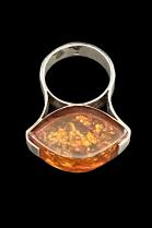 Amber and Sterling Silver Ring #7 2