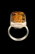 Amber and Sterling Silver Ring #8
