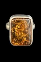 Amber and Sterling Silver Ring #8 2