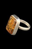 Amber and Sterling Silver Ring #8 3