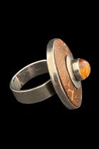 Sterling Silver, Coconut and Amber Ring  1