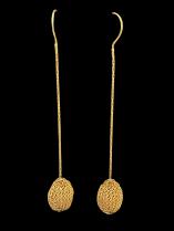 Woven Gold Plated Oval Dangle Earrings 1