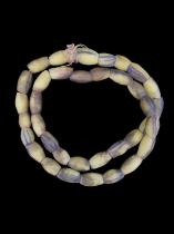 Yellow Striped Recycled Powder Sand Cast Glass Beads - Krobo People, Ghana, west  Africa  1