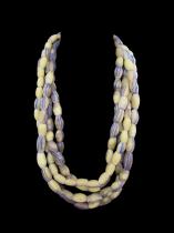 Yellow Striped Recycled Powder Sand Cast Glass Beads - Krobo People, Ghana, west  Africa  2