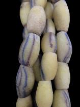 Yellow Striped Recycled Powder Sand Cast Glass Beads - Krobo People, Ghana, west  Africa  3