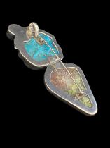 Turquoise and Sterling Silver Pin and Pendant in one with Peridot 6