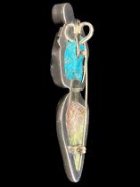 Turquoise and Sterling Silver Pin and Pendant in one with Peridot 7