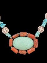 Sterling Silver, Turquoise and Coral Necklace 1