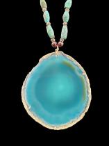 Agate, Garnet,Turquoise and Sterling Silver Necklace 1
