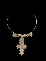 Coptic Cross Necklace with Trade Beads and Prayer Boxes - Ethiopia