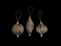 Set of 3 Leopard Print Glitter Christmas Ornaments