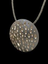 Long Oxidized Sterling Silver Disc Necklace 1