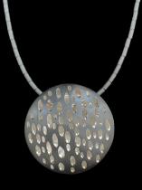 Long Oxidized Sterling Silver Disc Necklace 2