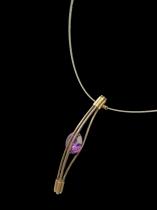 Sterling Silver and Amethyst Colored CZ and Vermeil Necklace 1