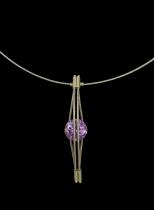 Sterling Silver and Amethyst Colored CZ and Vermeil Necklace 3