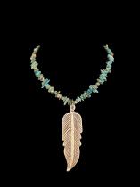 Nuggets of Turquoise with Bone Feather Necklace