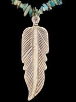 Nuggets of Turquoise with Bone Feather Necklace 2