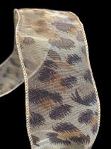 10 Yard Leopard Print  Shimmery Gold Ribbon Roll  2