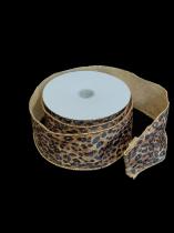 10 Yard Leopard Print 100 % Polyester Gold Edging Ribbon Roll  1