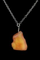 Long Amber and Sterling Silver Necklace 1