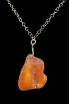 Long Amber and Sterling Silver Necklace 2