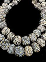 Antique Tabular Black Fancy Circular Venetian Trade Beads 4