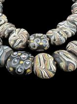 Antique Tabular Black Fancy Circular Venetian Trade Beads 6