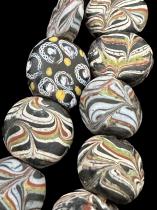 Antique Tabular Black Fancy Circular Venetian Trade Beads 7