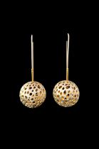 Sterling Silver and Gold Vermeil Pierced Spherical Earrings (BAS36H)