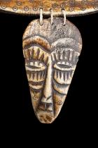Bone Mask Pendant with Horizontal Crescent Bone - Lega People, D.R.Congo 1