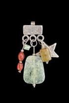 Sterling Silver Necklace Adornment with Indian Carnelian, Jade & Amazonite - HM40