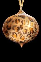 Large Onion Shaped Hand Blown Glass Leopard Print Ornament - One-of-a-kind