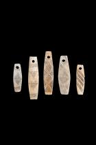 5 Incised Bone Pendants from Baby Carrier - Shipibo-Conibo and Campa people, Peru