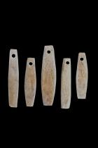 5 Incised Bone Pendants from Baby Carrier - Shipibo-Conibo and Campa people, Peru 1