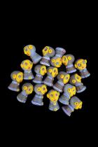 16 Black Glass Beads with Yellow Faces - Java, Indonesia 1