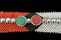 Beaded Belt/Waistband with Studs and Reflectors - Zulu People, South Africa (5548) 1
