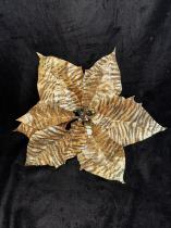 Clip on Tiger Patterned Poinsettia Ornament (only 2 left)