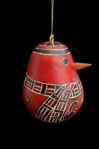 Snowman Gourd Ornament - Red - Small 2