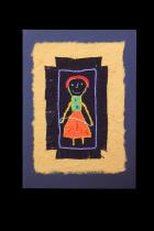 Embroidered Girl with Jump Rope - One-of-a-kind card - South Africa