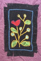 Embroidered Flower with red Bird - One-of-a-kind card - South Africa 2