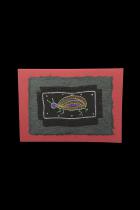 Embroidered Card with Purple Bug - One-of-a-kind card - South Africa