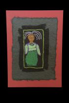 Embroidered Lady with Purple Hair - One-of-a-kind card - South Africa