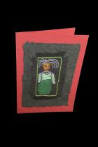 Embroidered Lady with Purple Hair - One-of-a-kind card - South Africa 1