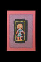 Embroidered Girl with Striped Dress - One-of-a-kind card - South Africa