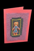 Embroidered Girl with Striped Dress - One-of-a-kind card - South Africa 1
