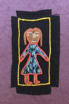 Embroidered Girl with Striped Dress - One-of-a-kind card - South Africa 2