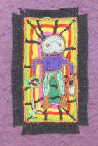 Embroidered Figure with Purple Shirt and Green Pants - One-of-a-kind card - South Africa 2