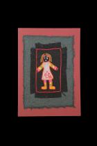 Embroidered Girl with Pink Dress and Orange Socks  - One-of-a-kind card - South Africa